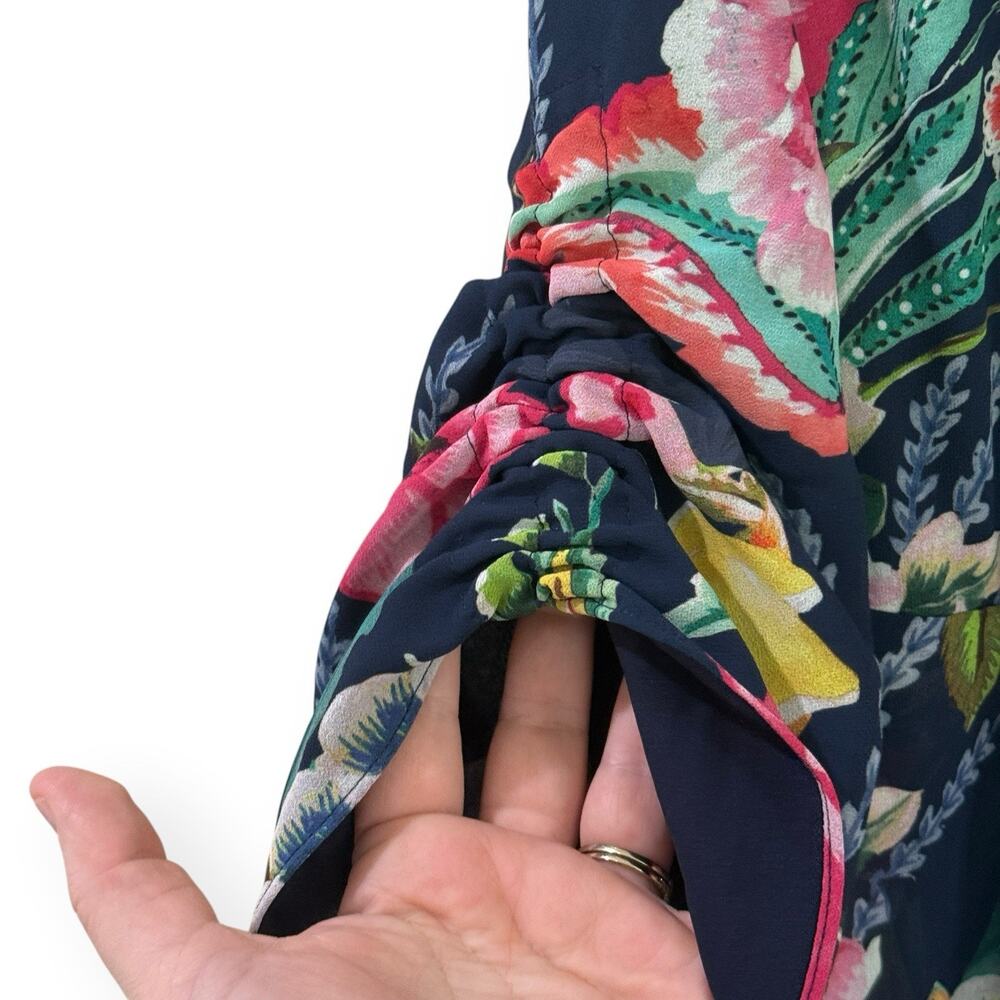 NWT Soft Surroundings Samantha Maxi Dress PM Navy Colorful Floral Faux Wrap $180 - Picture 7 of 14